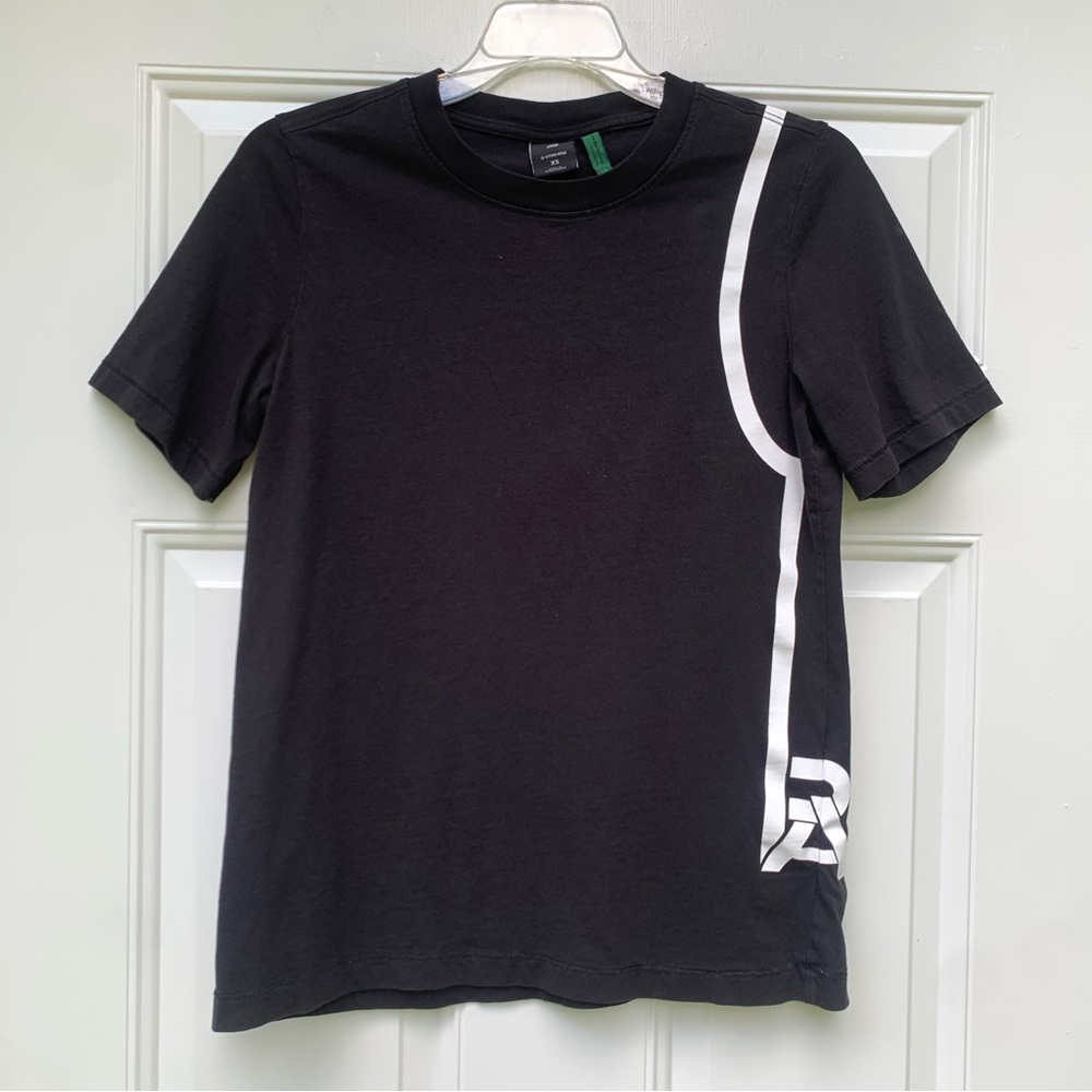 G Star Raw Originals Denim Tee T-Shirt Short Sleeve Black White Sz XS Unisex